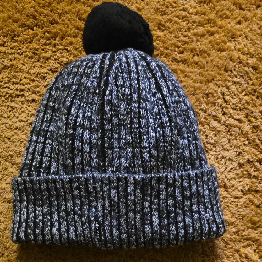 lululemon athletica Black and Gray Marled Knit Beanie